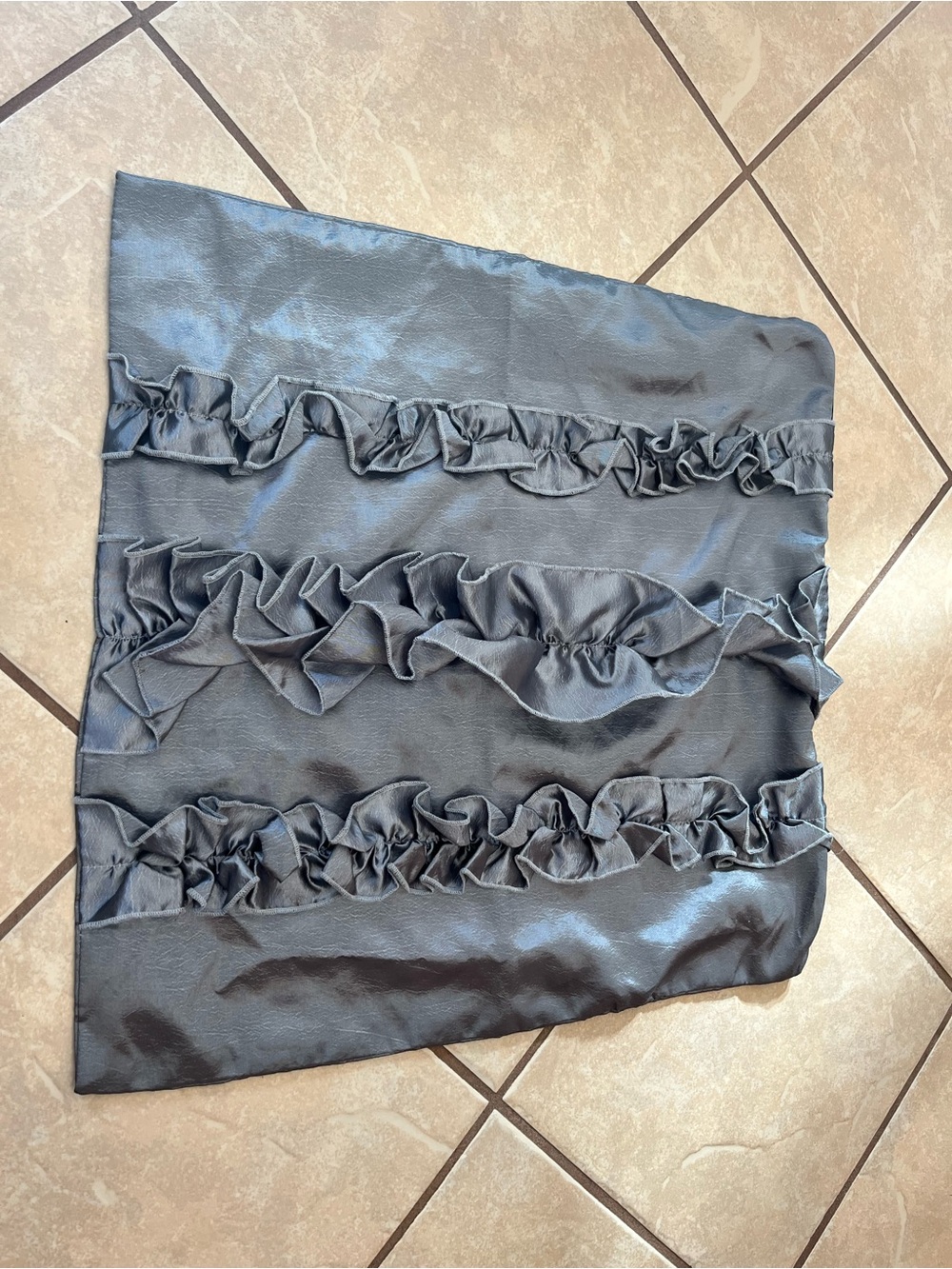 Ruffled grey Pillow Case